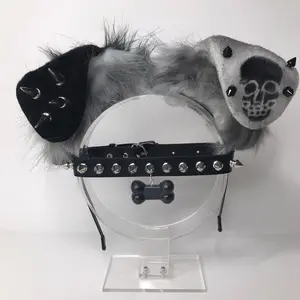 White black skull Ear necklace  Halloween Costume