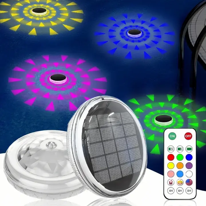 Solar Floating Pool Lights – 9 Color, Waterproof LED Floating Lamps, Color-Changing, Dimmable, Timer, Ideal for Pools, Gardens, Ponds, and Outdoor Parties, Remote-Controlled for Magical Nighttime Ambiance, Portable Artificial Pond Lights, Adjustable Led P