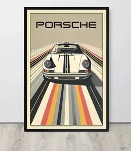 Vintage Car Poster Porsche 911 Wall Art, Vintage Car Prints