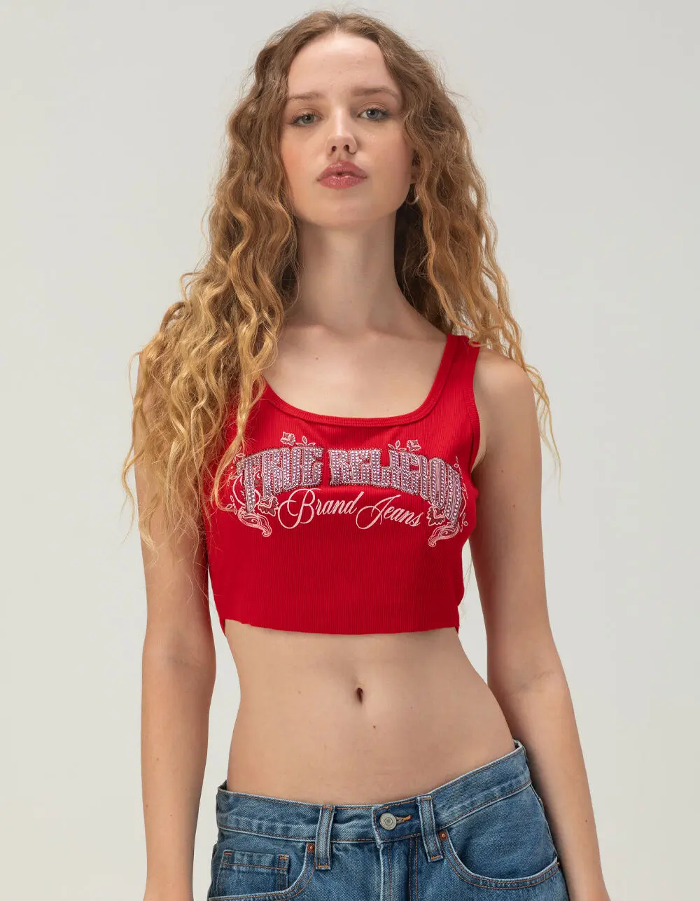 TRUE RELIGION Crystal Womens Ribbed Tank Top