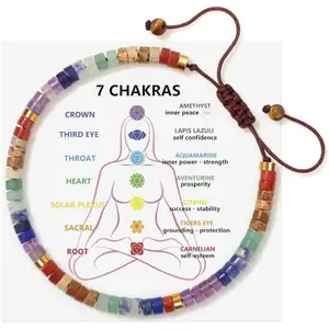 7 Chakra Bracelet for Women Natural Crystal Stone, Adjustable Meditation Beaded Bracelet, Yoga Spiritual Jewelry Gift