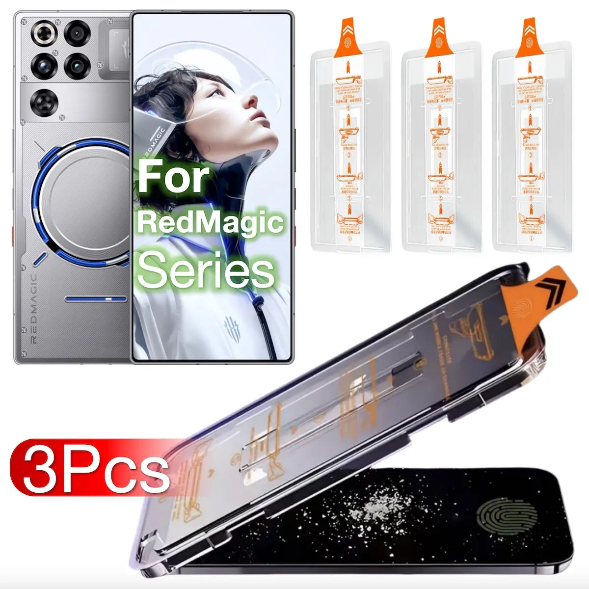 3-Pack Tempered Glass Cellphone Screen Protector for Zte Nubia RedMagic 8 8S 9 9S 10 10S 11 Pro + Series, Ultra-Clear, Fingerprint, Protective & Scratch-Resistant Phone Guard, Easy Installation, Protection, Smartphone Accessories