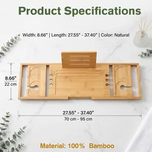 Expandable Bamboo Bathtub Caddy Tray