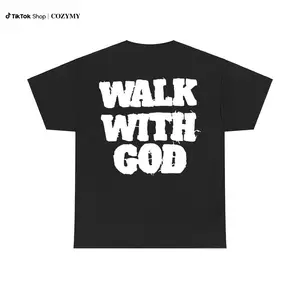 Christian Walk With God Tshirt, Casual Cotton, Trendy T-Shirts for Men & Women, Casual Shortsleeve Streetwear, Menswear Top