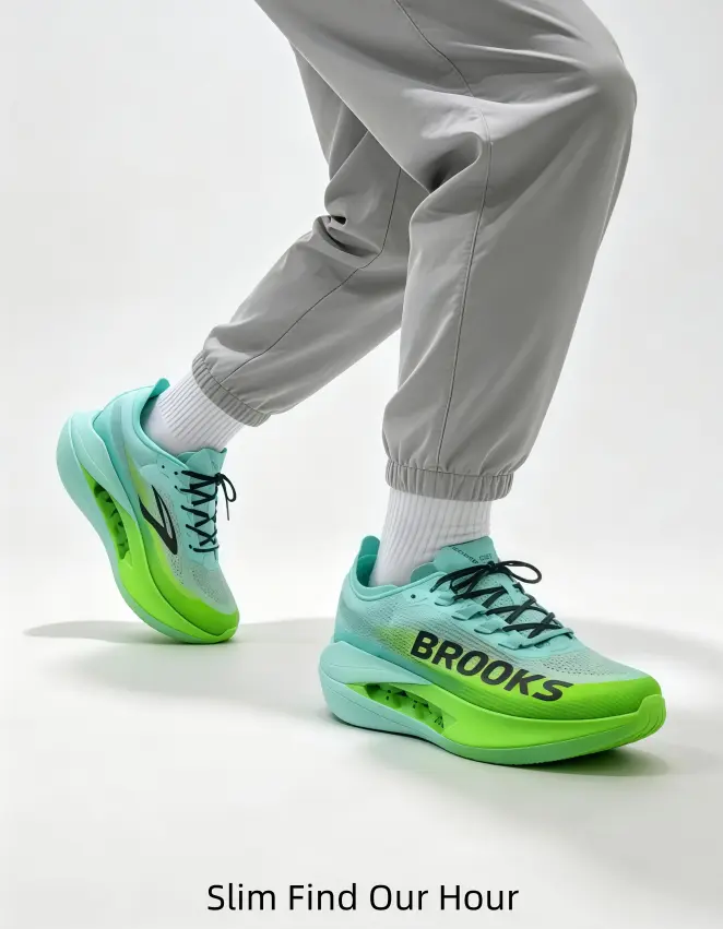Light Cyan Lime Dual-Tone Marathon Racing Footwear, Breathable See-Through Mesh, Built-In Carbon Propulsion Plate for Long-Distance Speed Training
