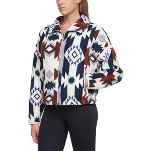 Blair Sherpa Jacket - Beacon Blue Aztec Tribal Strip