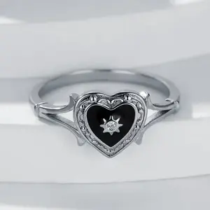 Vintage Gothic Style Heart Shaped Design Ring, Fashion Accessories for Women & Girls, Trendy All-match & Exquisite Jewelry for Birthday Gift, Heart Signet Ring, Dark Aesthetic Rings