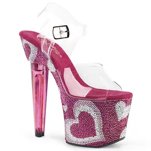 7 Inch Heel LOVESICK-708HEART Clear Hot Pink