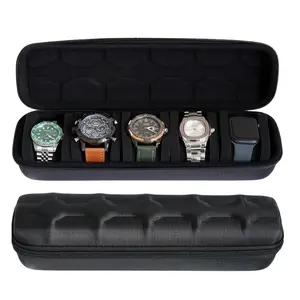 5 Slots Hard Watch Travel Case, Watch Protector, Watch Display Storage Box, Large Capacity Hard Shell Organizer, Suitable for Most Watches