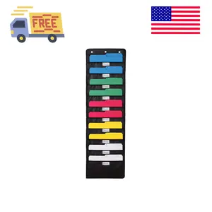 Wall Mount Hanging File Organizer | Letter-Sized, Storage Pocket Chart for Office and School (10 Pockets with Nametag)