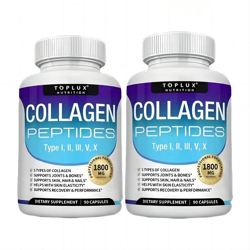 Toplux 5 - Type Collagen Peptides | 1800mg, US- Made| 90 Caps for Radiant Skin, Strong Nails & Joint Health Healthcare Supplement Colagen Edible Fitness Dietary Beauty