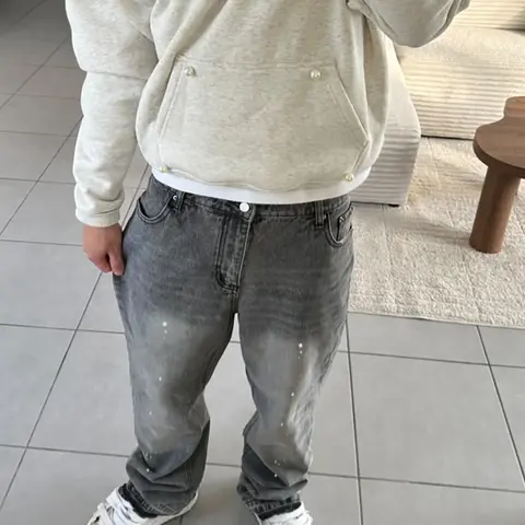 Men's High-End Casual Loose-Fitting Jeans, All Seasons Button Fly Zipper Flare Pants, Plain Water Washed Denim Bottoms, Casual Jeans Menswear