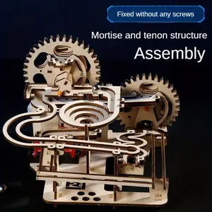 3D Intricate Mechanical Wooden Puzzle with Gears & Springs, No Screws Needed, DIY Assembly Educational Toy for Adults in Khaki Birthday Gift