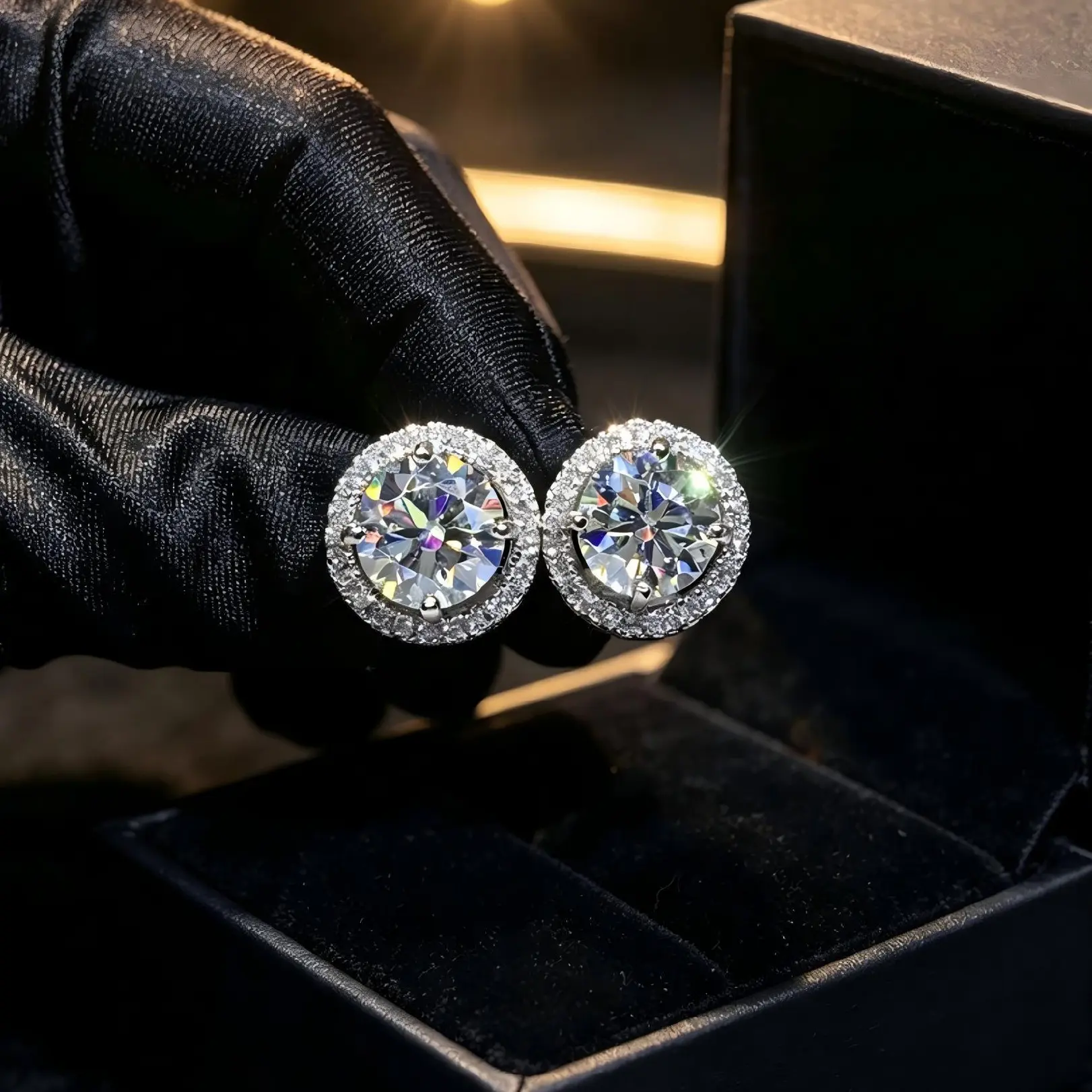 Unisex S925 Sterling Silver Hypoallergenic Minimalist Round Cut Stud Earrings - 2026 New Arrival, Multi-Size 0.3ct/0.5ct/1ct/2ct Moissanite & Cubic Zirconia Simulated Diamonds, Authenticity Certificate, Formal Wear Fine Jewelry, Studs, 0.5Ct Classic, 1Ct