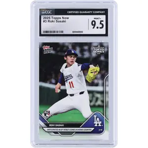 Roki Sasaki Los Angeles Dodgers 2025 Topps Now Anticipated MLB Debut Comes In Home Country #3 CGC Authenticated 9.5 Rookie Card