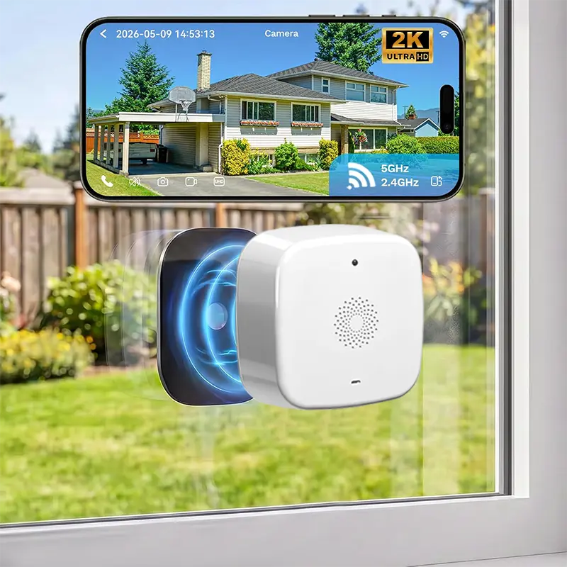 2K Window Cam Wireless Security Camera - Rechargeable Indoor Home Protection Cam, Magnetic No-Drill Mount, 2.4GHz & 5GHz WiFi Connection, AI Human & Vehicle Detection, 6s Pre-Roll, 4MP Color Night Vision, SD Card Storage