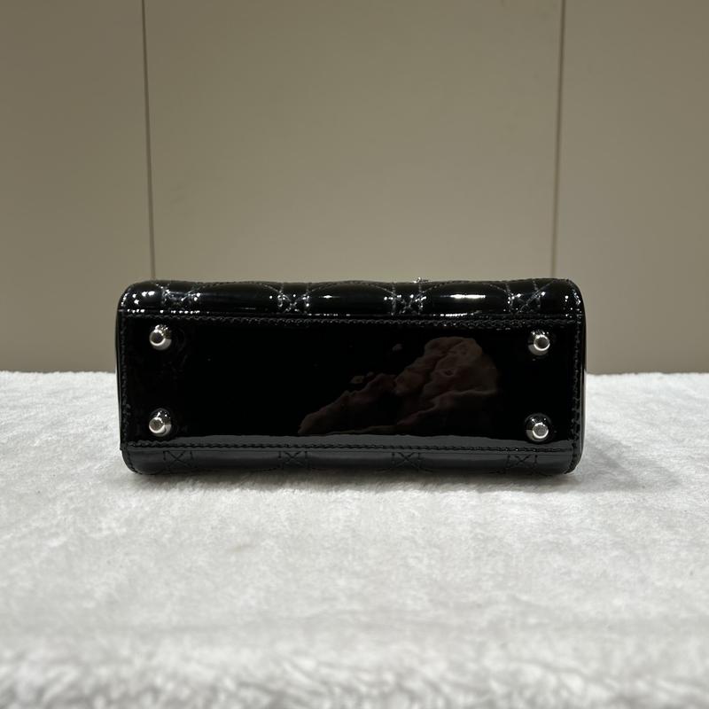 Pre-owned Dior Patent Leather Top Handle Christian Black Mini Lady Bag 61816843