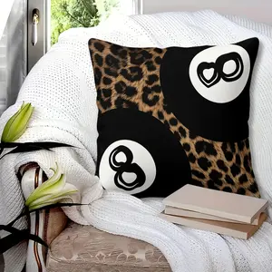 Y2K Hot Girl Aesthetic Throw Pillow with Insert, 45cm Square Zipper Closure, 8 Billiard Symbol & Retro Leopard Print, Soft Comfort for Bedroom & Sofa Office Nap Cushion, Retro Cool Home Decor, Gift Choice