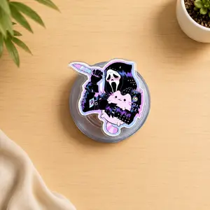 Cute Horror Phone Grip, Gothic Ghostface Style MagSafe Holder, Kawaii Acrylic Phone Stand, Spooky Pastel Kindle Grip Gift for Horror Lovers