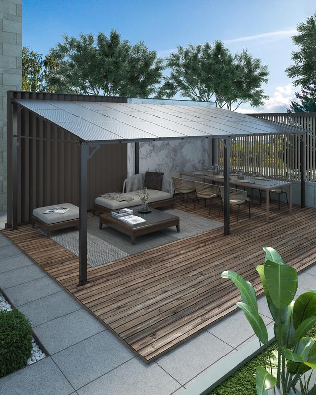 GARVEE 12' x 20' Gazebo, Hardtop Wall Mounted Gazebos Pergola, Outdoor Free Standing Lean to Gazebo Pergola with Metal Frame, Large Wall-Mounted Heavy Duty Awnings for Deck, Porch, Patio, Backyard