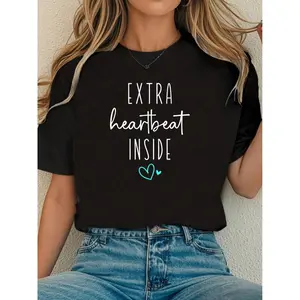 Spring Outfits For Women Include Heart-Beat Shirts, New Mom T-Shirts, Maternity T-Shirts, Expectant Mom T-Shirts, Mother's Day T-Shirts, Baby Announcement Girls' T-Shirts.Loose And Comfortable Summer Clothes