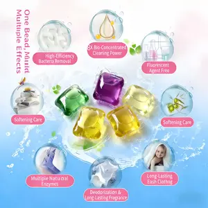 8g Giant Pods Mixed Color Laundry Detergent Beads, 10 Count Sample Pack/100 Count Family Pack, Super Concentrated Stain Remover & Softener