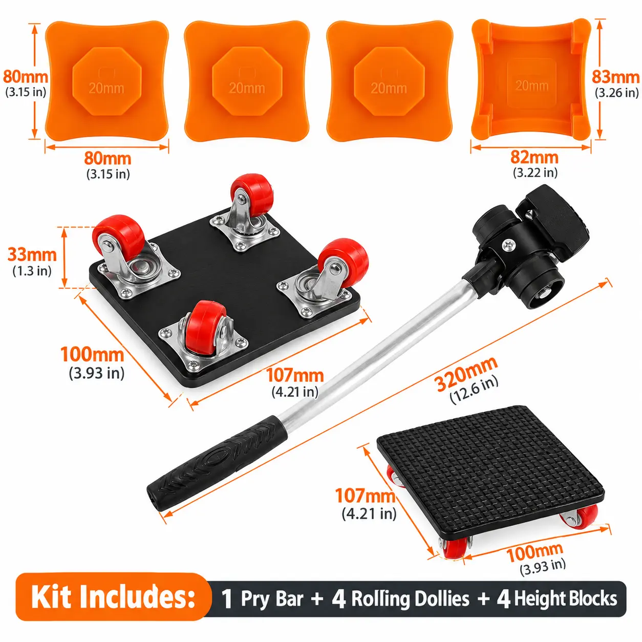 Heavy Duty Furniture Mover with Wheels & Furniture Lifter Set, 1100 Lbs Capacity Furniture Moving Tool with 360° Rotation Furniture Moving Wheels, Effortless Furniture Dolly for Easy Sofa, Refrigerator, Cabinet Peel and Stick Flooring