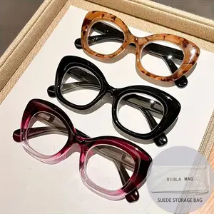 3-Piece New Fashion Retro Square Cat-eye Reading Glasses for Men and Women, Elegant & Minimalist PC Material, Diopters +1.0 to +4.0, Lightweight & Durable, Ideal for Daily Computer Work, Free Glasses Pouch Included