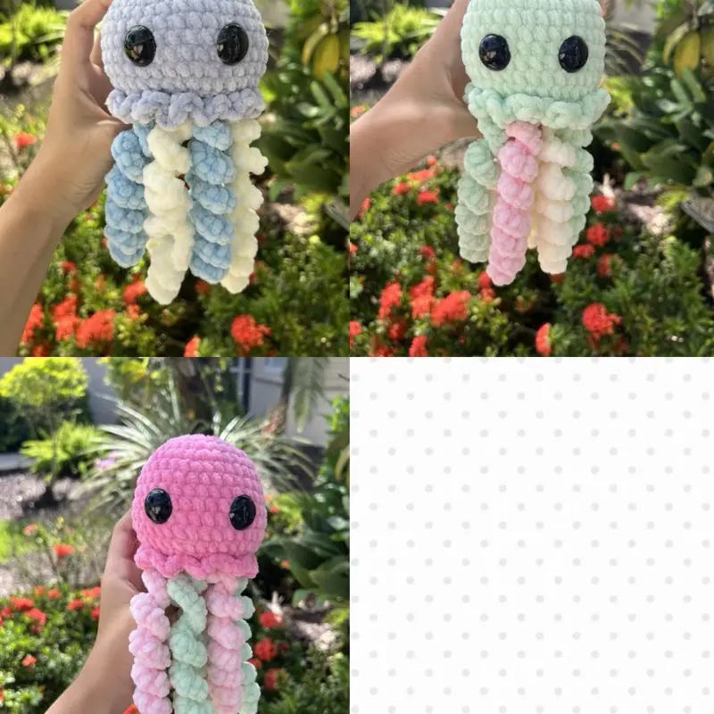 Handmade Crochet Jellyfish Plush | Soft Ocean Plushie | Pastel Stuffed Animal | Multiple Color Options