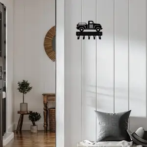 Vintage Pickup Truck Design Wall Hook, Rustic Iron Craft Storage Shelf, Wall Mounted Storage Rack for Home Living Room Bedroom Entry Way, Decor