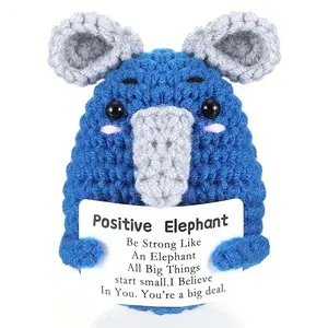 Cute Elephant Crochet Doll, Christmas Gift Idea, Home Desktop Decoration, Emotional Support Buddy Toy, Cuddly Soft Stuffed Animal, Perfect Present for Friends & Family