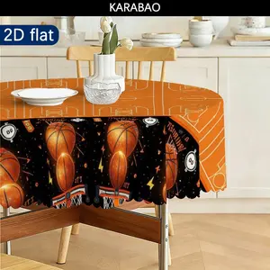 Basketball Court Pattern Tablecloth, Sports Style Design, Perfect for Dining Tables, Kitchen, Restaurant, Indoor Outdoor Use