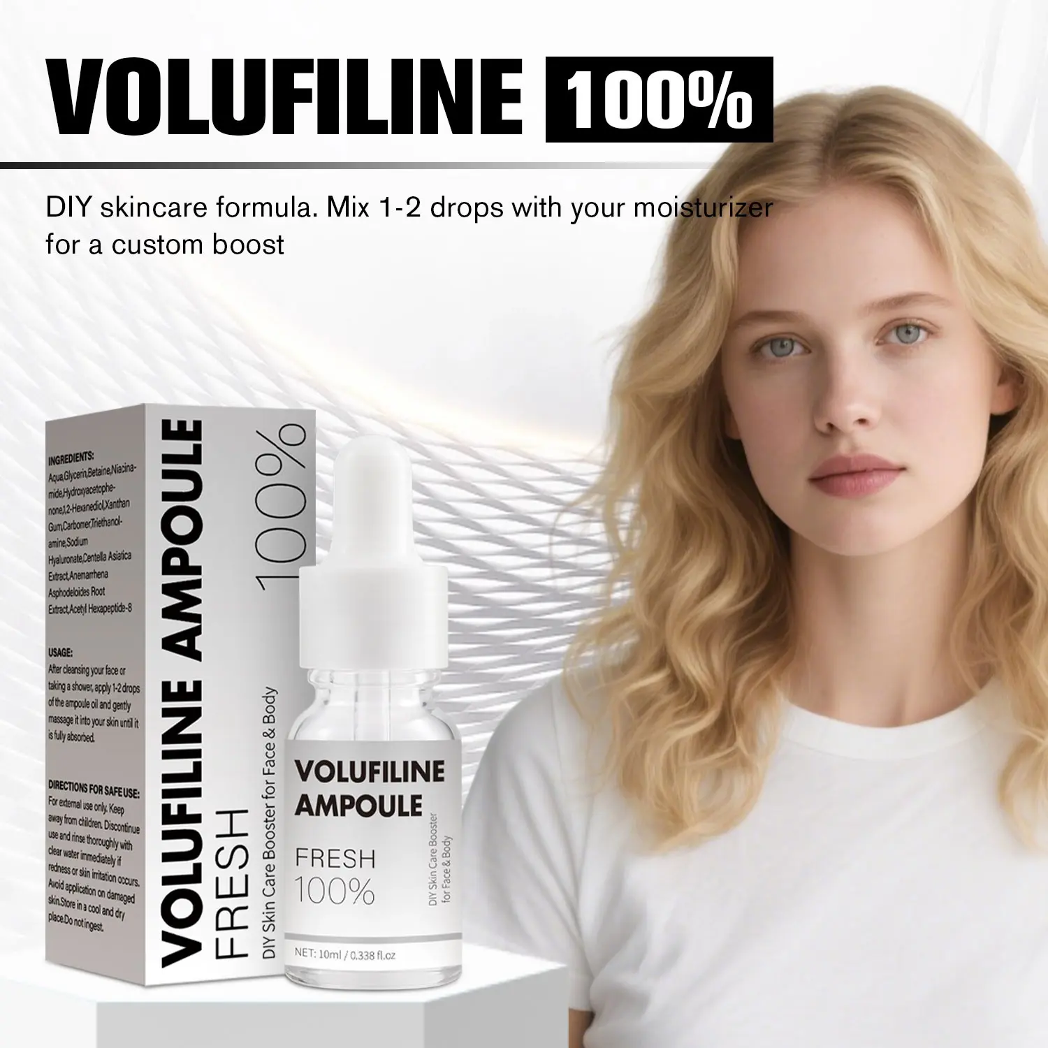 Volufiline 100% Ampoule - Pure Volufiline Serum - DIY Skin Care Booster for Face & Body – Lightweight Hydrating, Moisturizing & Age-Defying Formula for Elevated Resilience (0.33 fl.oz)