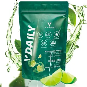 VitalHealth V-DAILY Nutritional Drink Powder with Superfoods Probiotics Adaptogens & Minerals Trace - Natural Lemon Flavor Healthcare Dietary