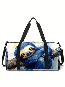 Cute Sloth Pattern Print Large-Capacity Travel Duffel Bag, Portable Handheld Storage Bag