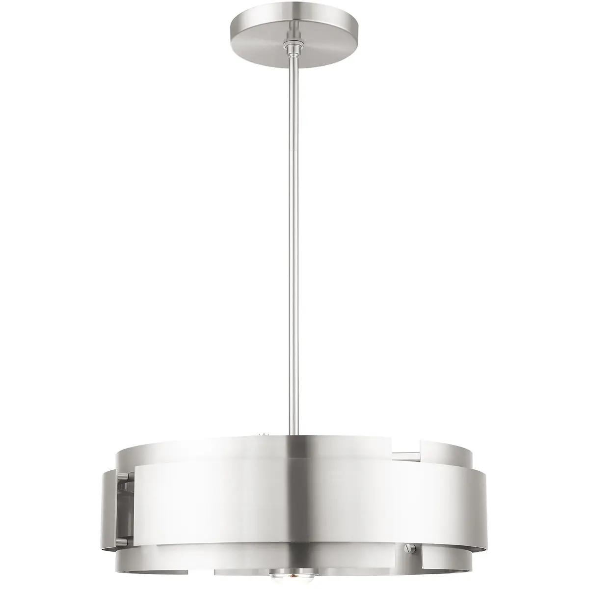 5 Light Brushed Nickel Pendant Chandelier with Brushed Nickel Drum Shade