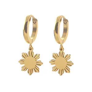 Filipino Sun Hoop Dangle Earrings — Minimal Philippine Sun Heritage Earrings