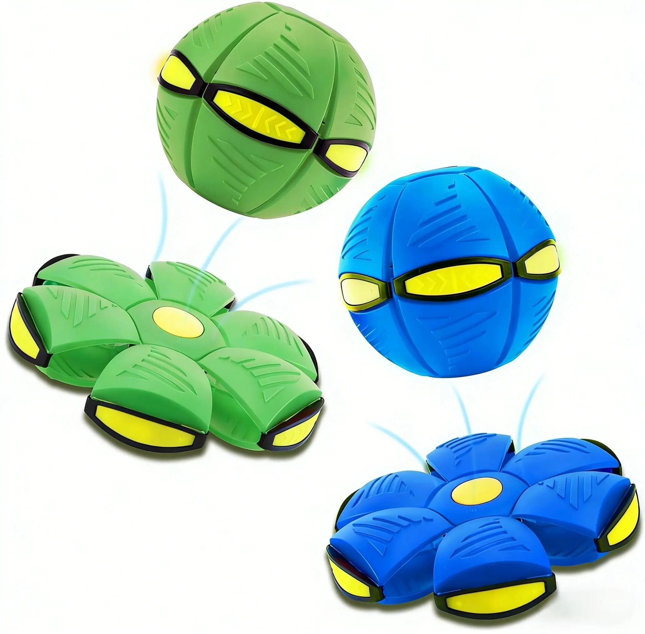 LED Magic Bounce Balls - 6-Light Soft-Touch ABS Dual-Form Toy, Pop-Up Metaball to Flying Saucer Transforming Bouncy Toy for Kids Ages 4-12, Outdoor Play & Parent-Child Interaction
