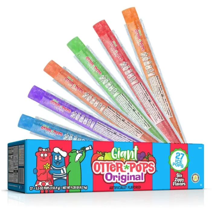 Otter Pops Giant Freezer Pops, Original 6 Flavors, 5.5oz, 27 Count