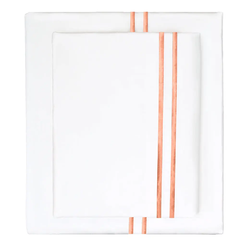 Apricot Lines Embroidered Sheet Set (Fitted, Flat, & Pillow Cases)