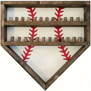 Wall-Mounted Wooden Baseball & Softball Display Stand with Championship Ring Holder - Perfect for Memorabilia, Rings, and Medals Fathersdaygift Shelf Rack Racks Organiser Matte Legacy Athlete