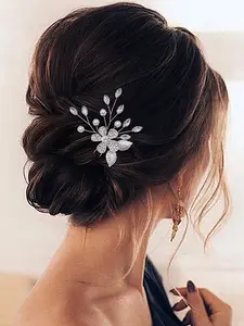 Elegant Silver Color Alloy Hair Fork with Rhinestones, U-Shaped Hairpin for Women, Simple Versatile Updo Accessory, Hair Clip