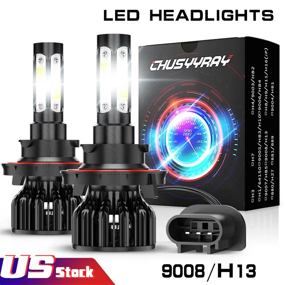 2x Cars Accessories H13/9008 LED Headlight Super White 6000K Bulbs For Ford Expedition 2007-2011  High Lumen Aluminum Profile Higher Brightness Night Driving Automotive