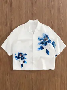 Men's Short Sleeve Floral Print Casual Shirt, Loose Fit Design, Perfect for Summer Tropical Beach Vacation, Artistic Pattern Style