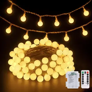 Globe Battery Operated Christmas Lights Indoor, 50 LED Battery Powered String Lights Outdoor Waterproof, 33ft Christmas String Light with Remote Timer for Bedroom Camping Decor