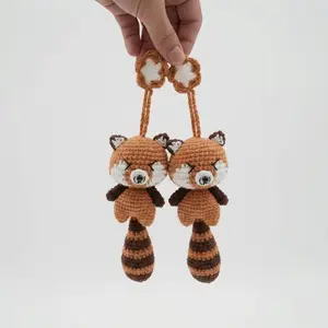 Handmade Crochet Panda with Hanger – Hand-Knitted Cotton Yarn Amigurumi Plush, Cute Hanging Animal Ornament, Unique Gift for Kids & Panda Lovers
