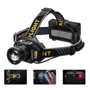 Super Bright Headlamp - 150000 Lumen High Lumen Flashlight, 50W LED, 60H Long Battery Life, 9 Modes, Wave Sensor, IP68 Waterproof Detachable Tactical Light for Camping, Fishing
