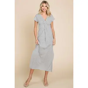 Culture Code Full Size Striped Twisted Detail Dress