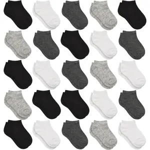 Kids Low Ankle Athletic Socks Set, 25-Pair Cotton Blend Animal Print Socks for Boys & Girls (Ages 1-14)