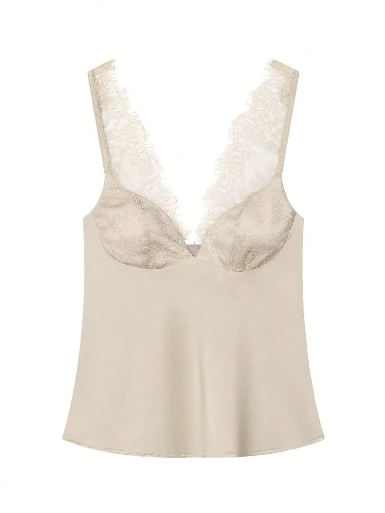 Indefeir New Summer Women's Fashion Feminine Sexy Lace Silk Texture Sleeveless Fitted Cami Tank Top, European and American Style, Trendy, Stylish and Chic Top